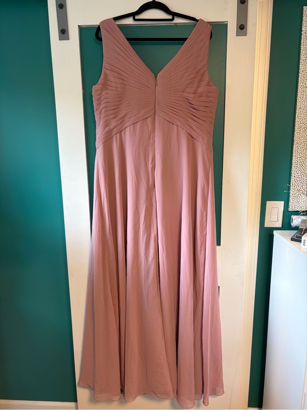 Azazie Dusty Rose Sleeveless V-Neck Maxi Dress - Picture 4 of 4